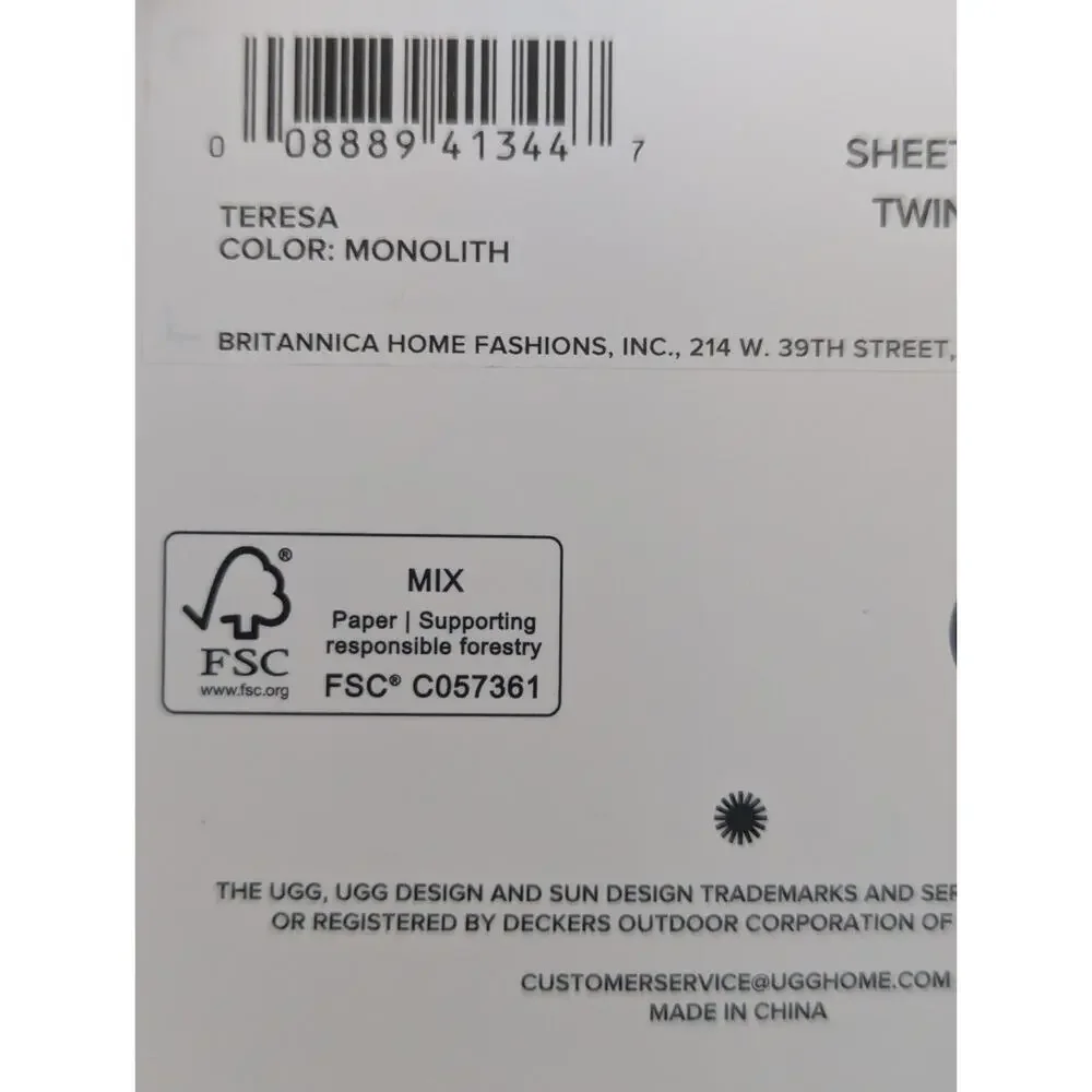 New UGG Haven Twin XL Green Monolith/White Cooling Sheet Set Fit 15